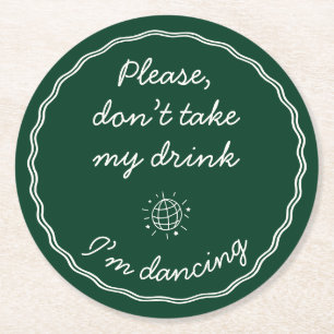 Hand Draw Emerald Green Handschrift Ronde Kartonnen Onderzetter