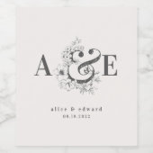 Hand draw floral elegant bruiloft wijn etiket (Enkel label)