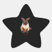 Hand Draw Funny Balinese Cat Japan Gift Dad Ster Sticker (Voorkant)