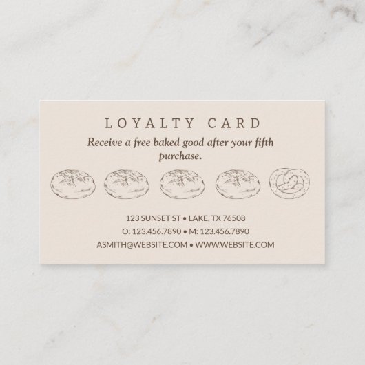Hand Draw Tarwe Bakkerij Brood Flat Loyalty Kaart (Achterkant)