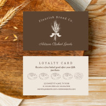 Hand Draw Tarwe Bakkerij Brood Flat Loyalty Kaart