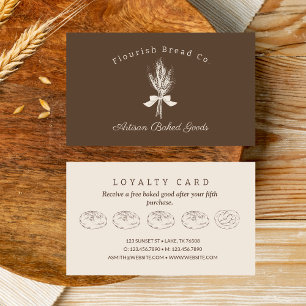 Hand Draw Tarwe Bakkerij Brood Flat Loyalty Kaart