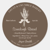 Hand Draw Tarwe Zuurdesem Brood bakken ingrediënte Ronde Sticker (Voorkant)