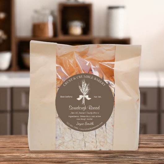 Hand Draw Tarwe Zuurdesem Brood bakken ingrediënte Ronde Sticker