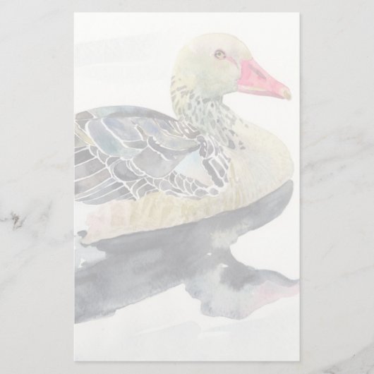 Hand Draw Watercolor Bird, Duck Briefpapier (Voorkant)