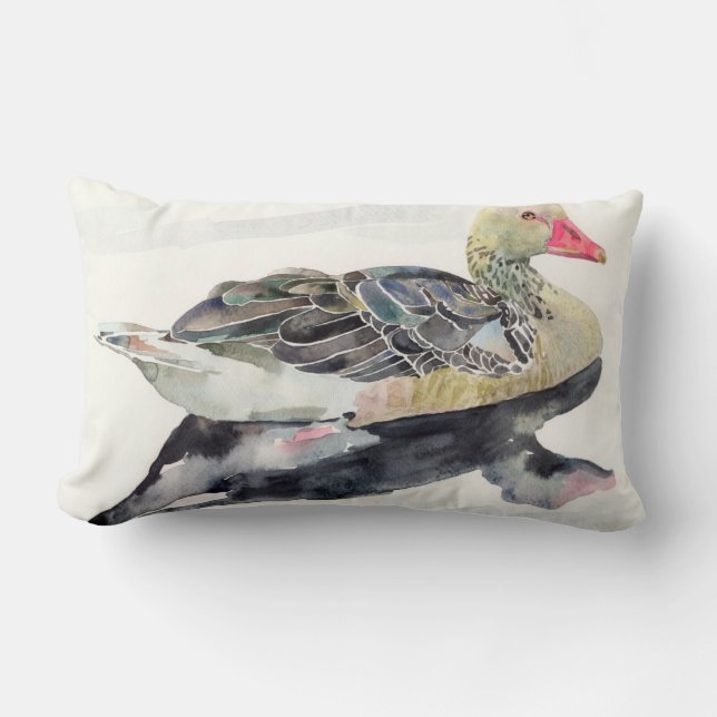 Hand Draw Waterverf Bird, Duck Kussen (Voorkant)