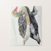 Hand Draw Waterverf Bird, Duck Legpuzzel (Verticaal)