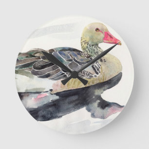 Hand Draw Waterverf Bird, Duck Ronde Klok