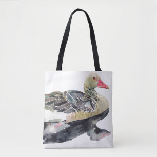 Hand Draw Waterverf Bird, Duck Tote Bag