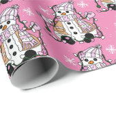 Hand draw Whimsical Snowman Kerstmis Cadeaupapier (Rol Hoek)