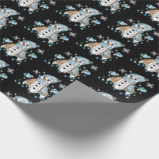 Hand draw Whimsical Snowman Kerstmis Cadeaupapier (Hoek)