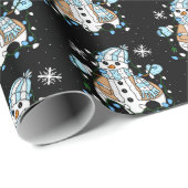 Hand draw Whimsical Snowman Kerstmis Cadeaupapier (Rol Hoek)