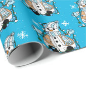 Hand draw Whimsical Snowman Kerstmis Cadeaupapier (Rol Hoek)