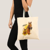 Hand drawing horse with sunflowers tote bag (Voorkant (product))