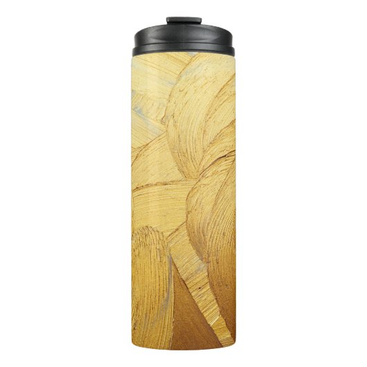Hand drawing paint gold brush stroke  thermosbeker (Voorkant)