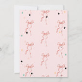 Hand Drawing Pink Bow Stars Baby shower Kaart (Achterkant)