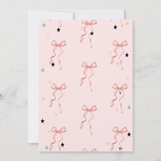 Hand Drawing Pink Bow Stars Baby shower Kaart (Achterkant)
