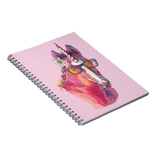 Hand drawing pink Unicorn Notitieboek (Rechterzijde)