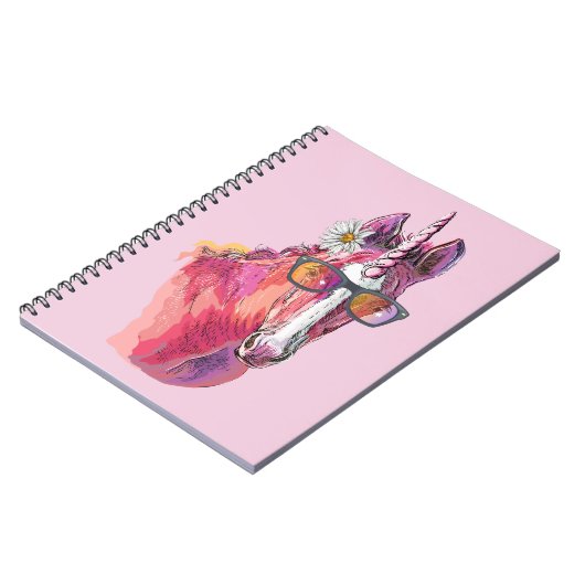 Hand drawing pink Unicorn Notitieboek (Linkerzijde)