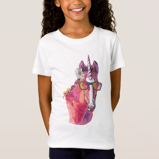 Hand drawing pink Unicorn T-shirt (Voorkant)