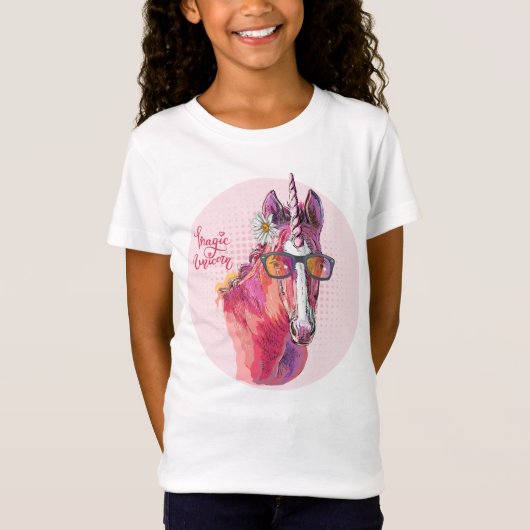 Hand drawing pink Unicorn T-shirt (Voorkant)