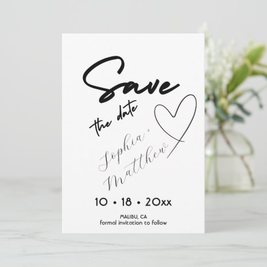 Hand Drawing  Wedding Photo Save The Date (Staand voorkant)