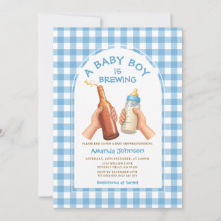 Hand Drawn A baby Boy is brewing coed baby shower Kaart