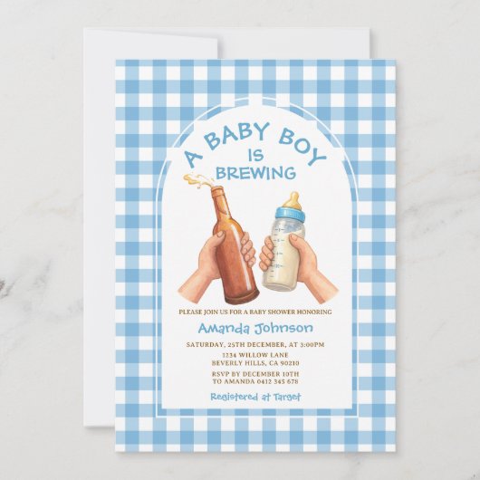 Hand Drawn A baby Boy is brewing coed baby shower Kaart (Voorkant)