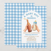 Hand Drawn A baby Boy is brewing coed baby shower Kaart (Voorkant / Achterkant)