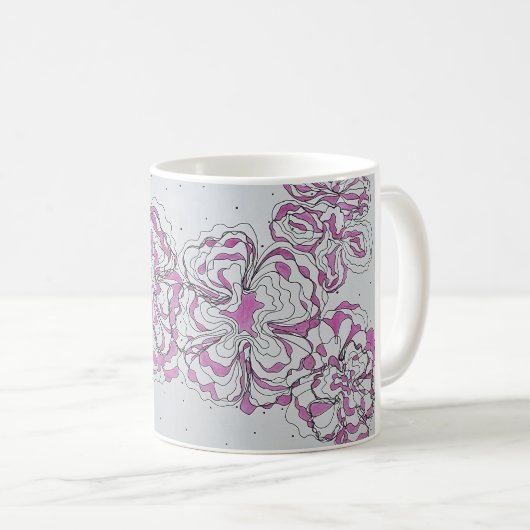 Hand-Drawn Abstract Floral Line Art Mug Koffiemok (Voorkant rechts)