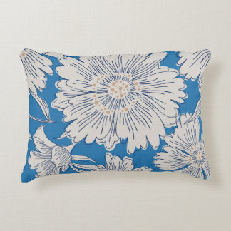 Hand drawn abstract garden flowers. Contour drawin Accent Kussen