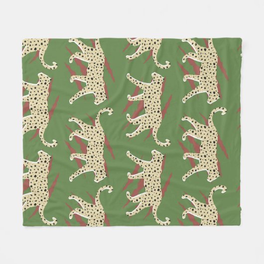 Hand Drawn Abstract Leopard Cheetah met Animal Sk Fleece Deken (Voorkant (Horizontaal))