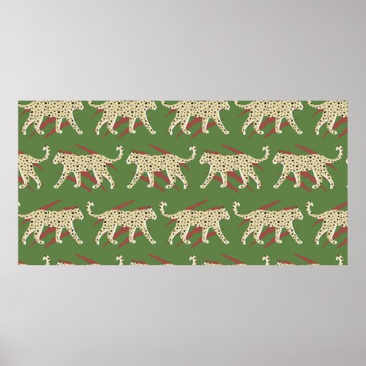 Hand Drawn Abstract Leopard Cheetah met Animal Sk Poster (Voorkant)