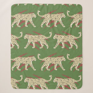 Hand Drawn Abstract Leopard Cheetah met Animal Sk Sherpa Deken