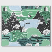 Hand drawn abstract scandinavian graphic illustrat cadeaupapier (Vlak)