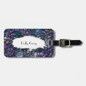 Hand-Drawn Abstracte Zwarte Cirkels, Blauw, Paars, Bagagelabel (Voorkant horizontaal)