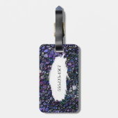 Hand-Drawn Abstracte Zwarte Cirkels, Blauw, Paars, Bagagelabel (Achterkant verticaal)