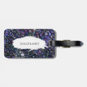 Hand-Drawn Abstracte Zwarte Cirkels, Blauw, Paars, Bagagelabel (Achterkant horizontaal)