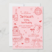 Hand Drawn Adult Handwritten Scribble Birthday  Kaart (Voorkant)