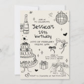 Hand Drawn Adult Handwritten Scribble Birthday  Kaart (Voorkant)