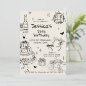 Hand Drawn Adult Handwritten Scribble Birthday  Kaart (Staand voorkant)