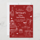 Hand Drawn Adult Handwritten Scribble Birthday  Kaart (Voorkant)