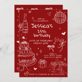 Hand Drawn Adult Handwritten Scribble Birthday  Kaart