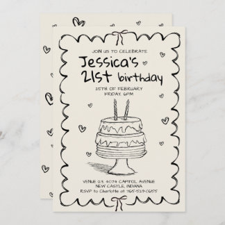 Hand Drawn Adult Scribble Birthday  Kaart