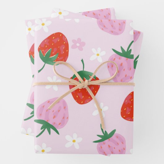 Hand-Drawn Aesthetic Strawberry Seamless Pattern Inpakpapier Vel (In situ)