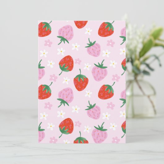Hand-Drawn Aesthetic Strawberry Seamless Pattern  Kaart (Staand voorkant)
