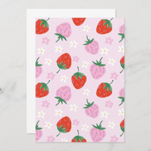 Hand-Drawn Aesthetic Strawberry Seamless Pattern Kaart (Voorkant / Achterkant)