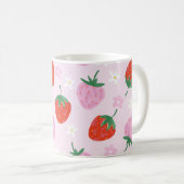  Hand-Drawn Aesthetic Strawberry Seamless Pattern Koffiemok (Voorkant rechts)