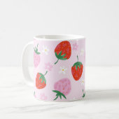 Hand-Drawn Aesthetic Strawberry Seamless Pattern Koffiemok (Voorkant links)