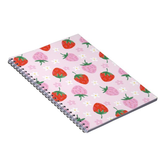 Hand-Drawn Aesthetic Strawberry Seamless Pattern Notitieboek (Rechterzijde)